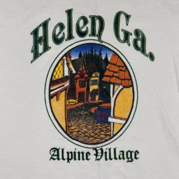 Vintage Helen GA Alpine Village Oktoberfest T-Shirt Men’s XL White 90s Oneita - Picture 2 of 8